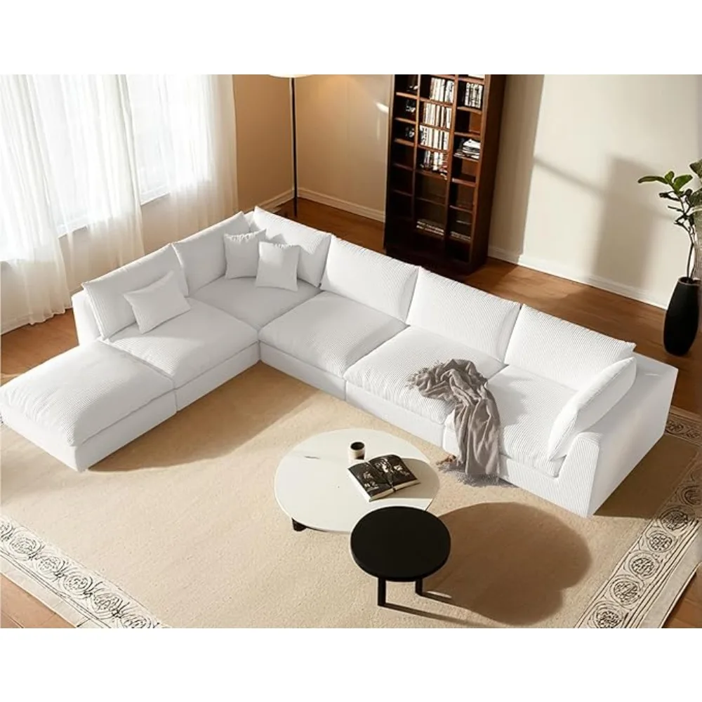 Modular Oversized Cloud Couch Sectional, Cushion Covers Removable,Deep Seat Sectional Sofa for Living Room/Office 6 Sectional