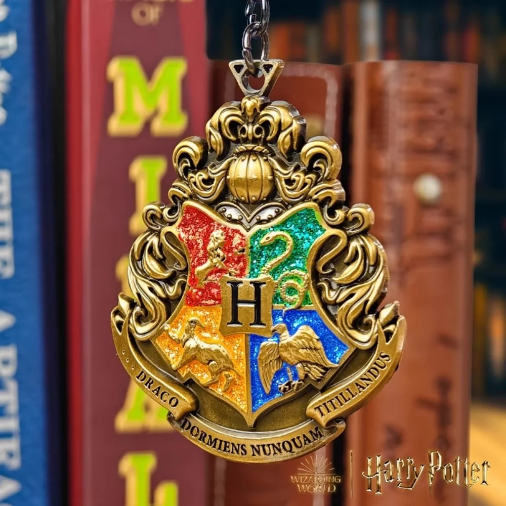 Genuine Harry Potter Hogwarts Embossed Keychains Magic School Hufflepuff Ravenclaw Gryffindor Metal Backpack Hanging Gifts Toys view 3