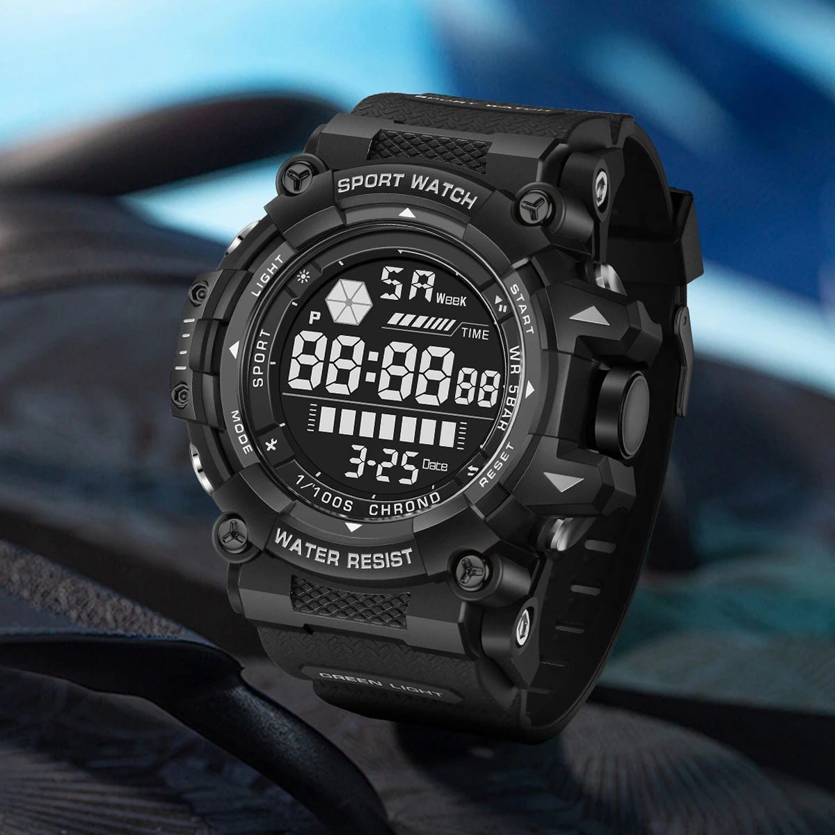 FOXBOX Luxury Electronic Man Watch Fashion Casual Sports Waterproof LED Watches for Men Dual Digital Display Clocks Reloj Hombre