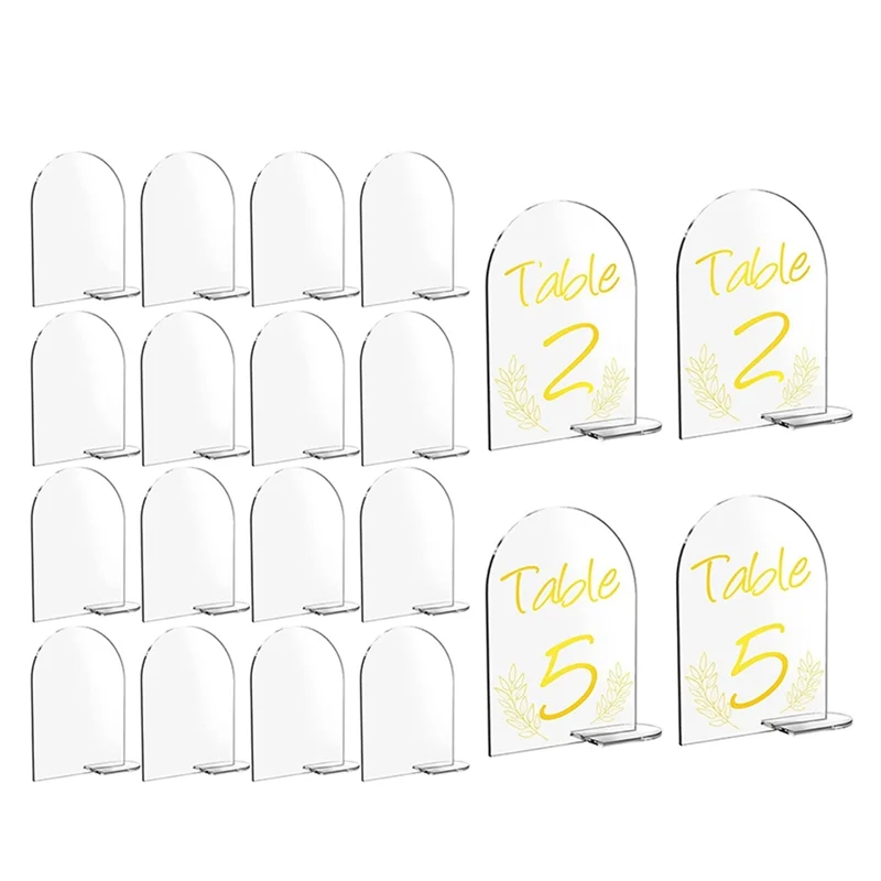 Upgraded 20Piece Blank Acrylic Numbers Signs With Stand 6X4 Inch Diy Arch Acrylic Stand Signs Wedding Reception Sign