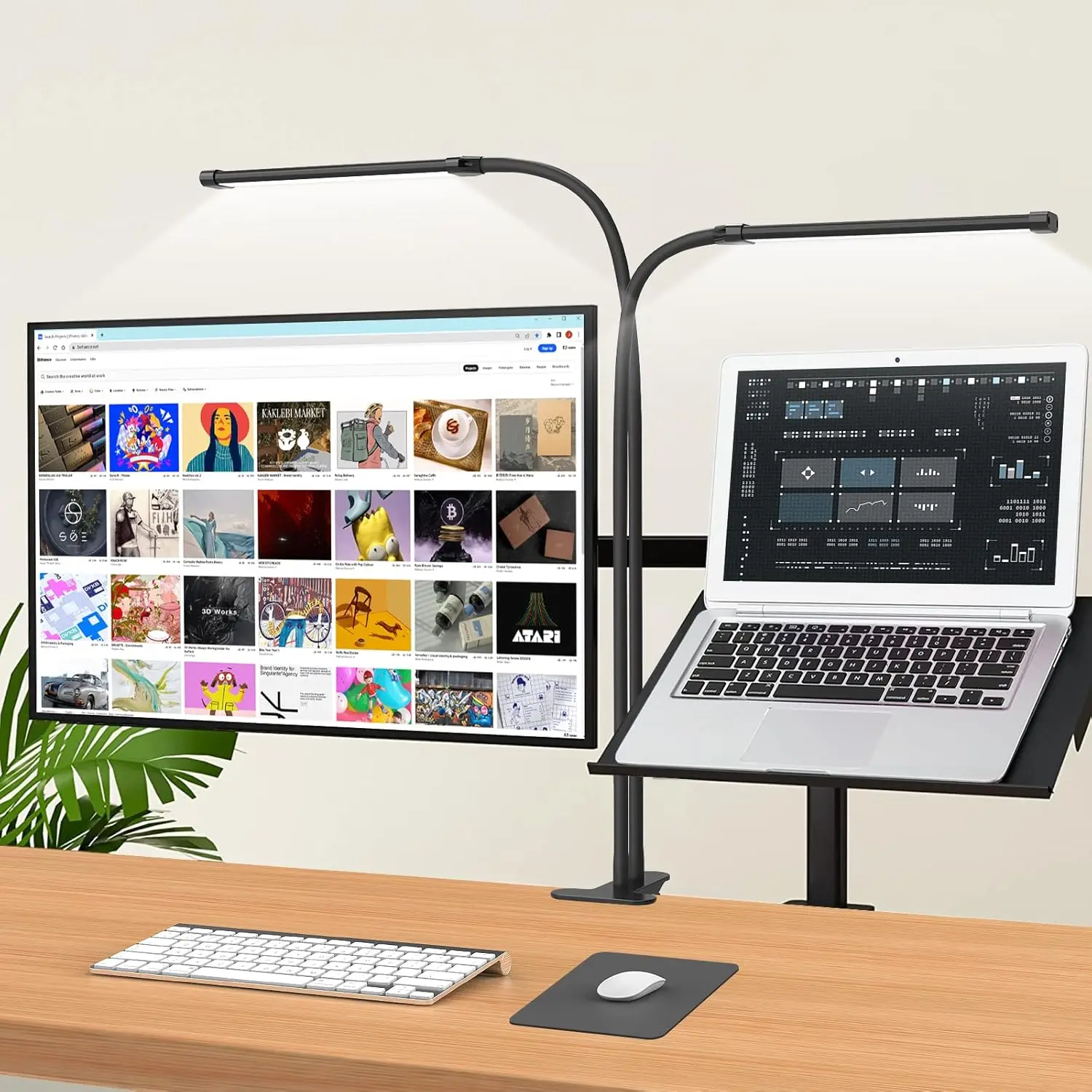 

Dual-head Desk Lamp Clip-on Study Eye-Care Desk Lamp 3-6-12 Hour Timer Function Reading Lamp 3 Lighting Modes 5 Brightness Level