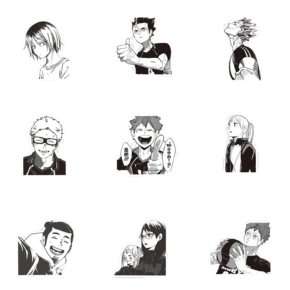 10/30/65pcs Anime Haikyuu!! Stickers Cool Black White Graffiti Sticker DIY Phone Diary Suitcase Shoyo Hinata Cartoon Manga Decal