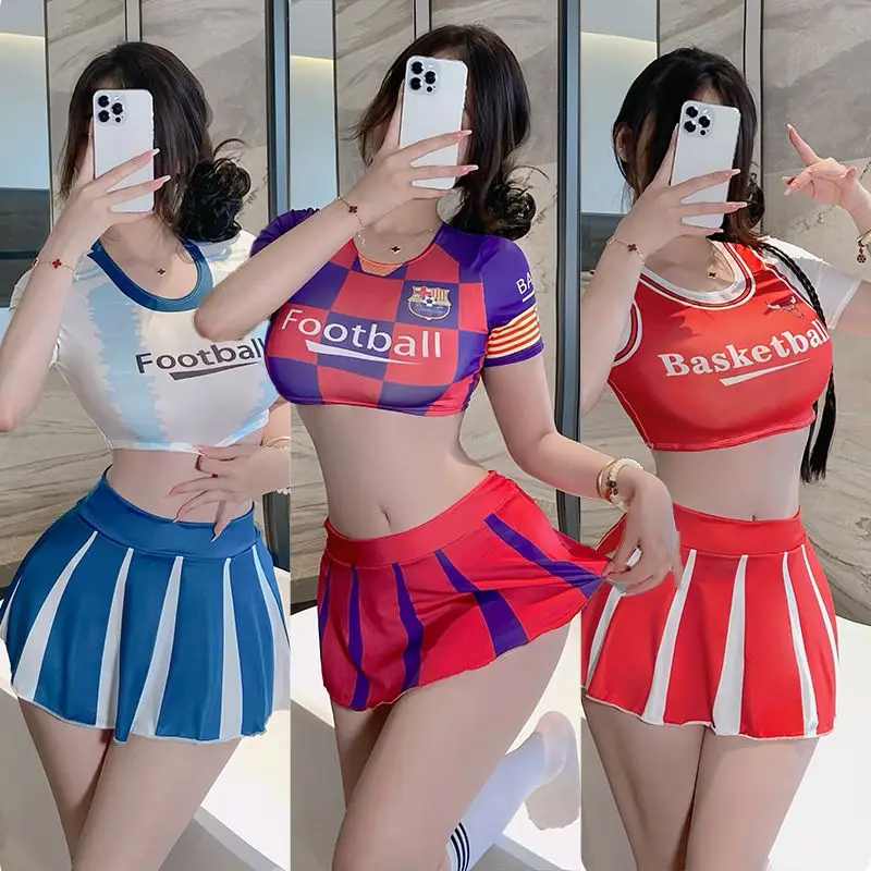 

Women Japanese Schoolgirl Cosplay anime Uniform Girl Sexy Lingerie Erotic Adults Cheerleader Costume Set Mini Pleated Skirt