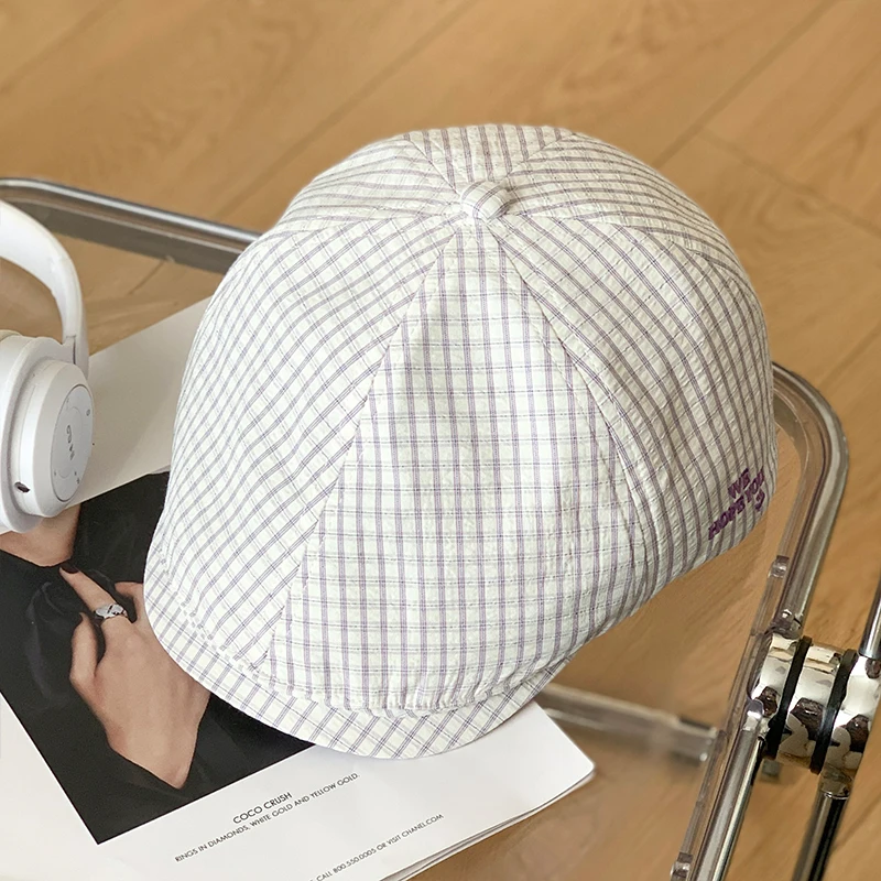 اليابانية منقوشة مطرزة رسالة إلى الأمام قبعة الرجال والنساء الربيع والصيف الأدبية قصيرة حافة قابل للتعديل قبعة موزع الصحف