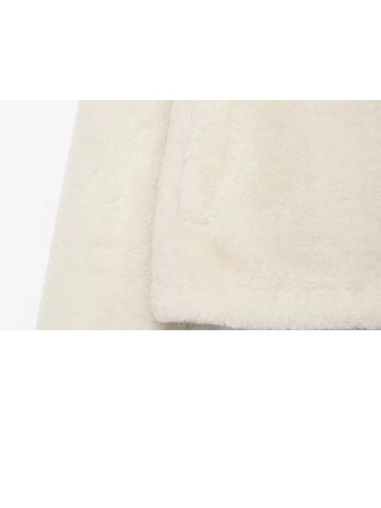 سترة نسائية جديدة للخريف والشتاء من HH مزدوجة الجوانب مع مشبك بعقدة، زخرفة من الفرو الصناعي، سترة قصيرة للتخسيس