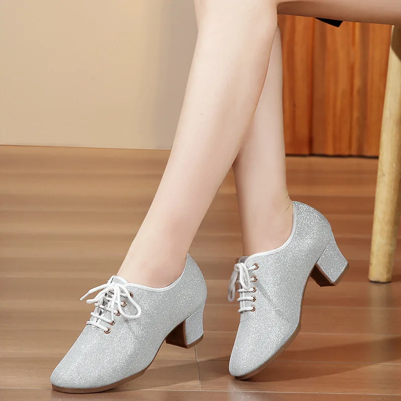 Women Latin Dance Shoes Salsa Jazz Dancing Shoe Woman Adult Girl Ballroom High Heels Female Training Modern Tango Dance Sneakers
