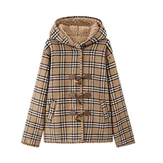 

Корейское теплое пальто Sle Thiened с роговыми пуговицами, клетчатый узор, утягивающий эффект, женская верхняя одежда средней длины Jaet