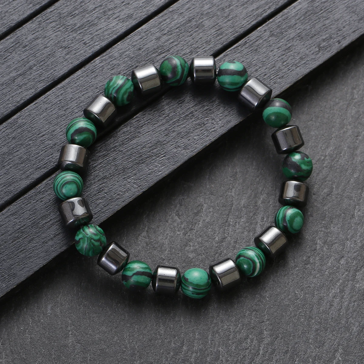 Natural Green Malachite Stone Bracelet Men Women Handmade Hematite Healing Jewelry Beads Bracelets Energy Yoga Bracelet