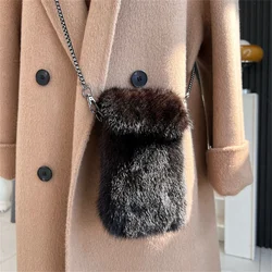 Winter Handbag Ladies Real Mink Fur Bag Crossbody Bags For Women Phone Bag Lady Shoulder Bags Real Fur Bag Female Messenger Bag