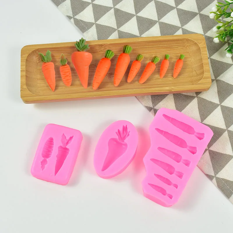 3D Easter Rabbit Silicone Mold Cute Bunny Model Carrot Fondant Cake Cookie Mould For Happy Spring Easter Party Cake Decor Tools