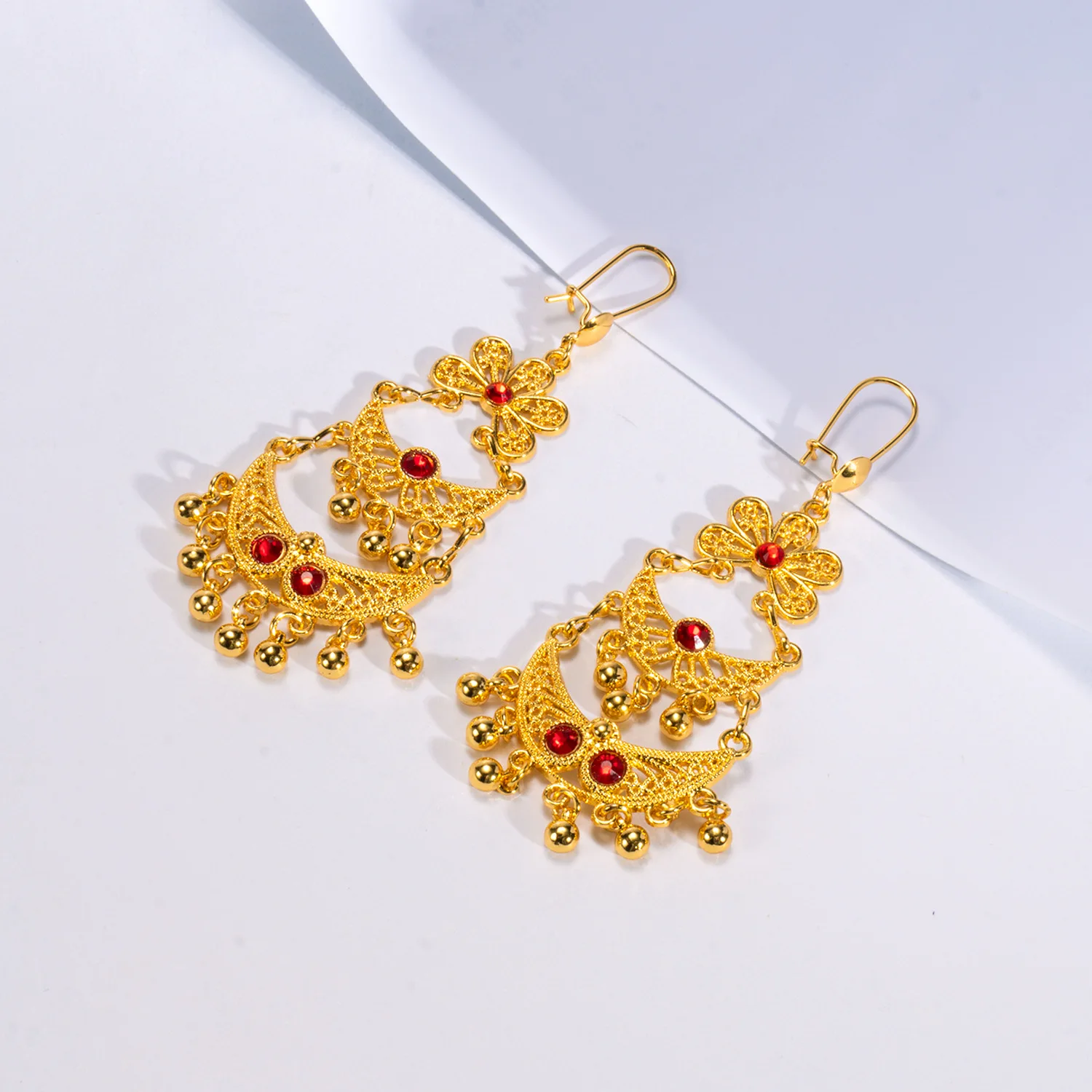 9999 gold earrings - wedding earrings for African Nigerian women, featuring ethnic style design