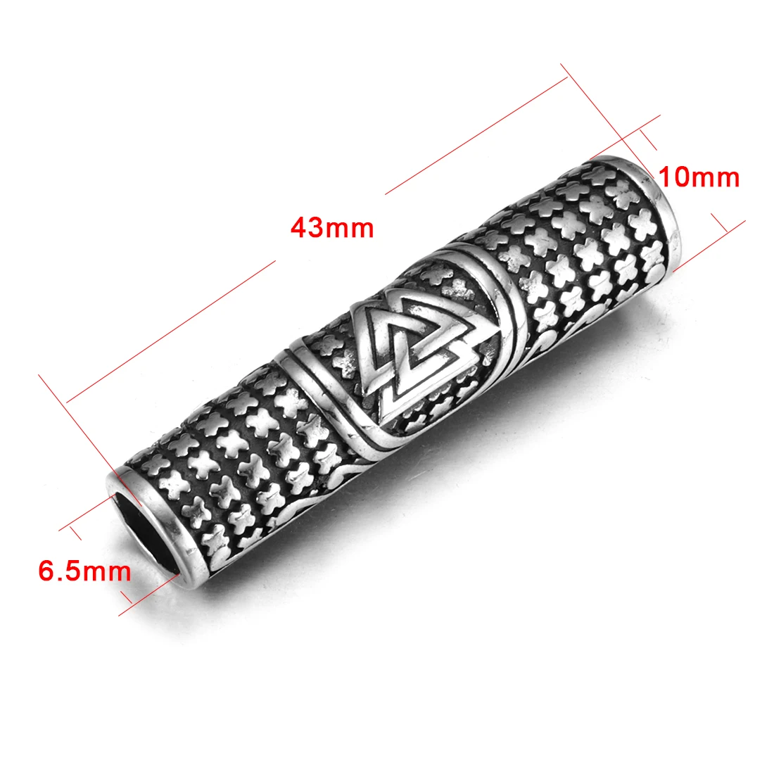 Stainless Steel Viking Tube Beads Hole fit 6mm Cord Slider Charm for Leather Bracelet Making Jewelry DIY Accessories