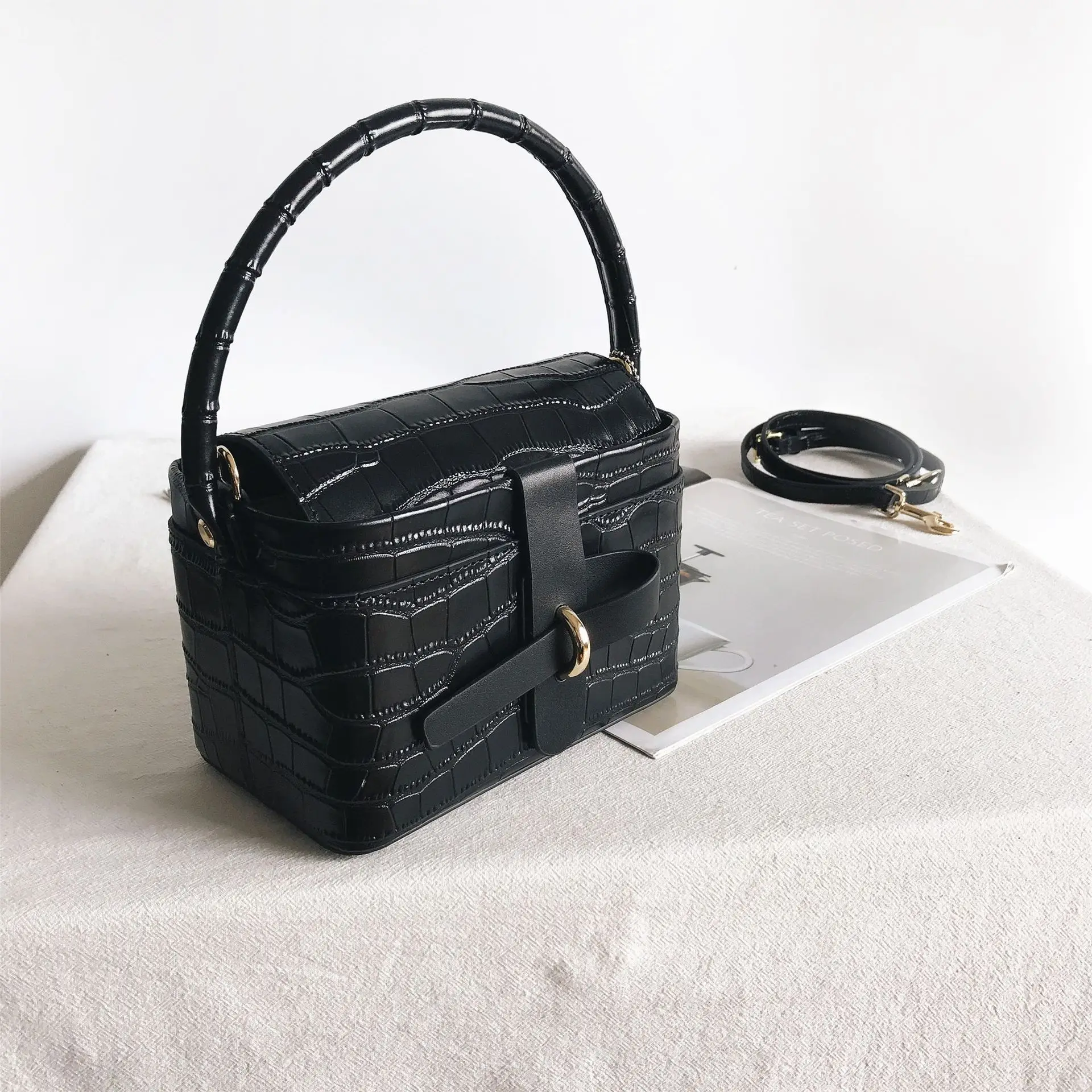 Lederen Tas Boog High-End Dames Handtas Echte Groentemand Box Crossbody Hoge Kwaliteit Veelzijdige Onderarm Retro Fashion Y 2K