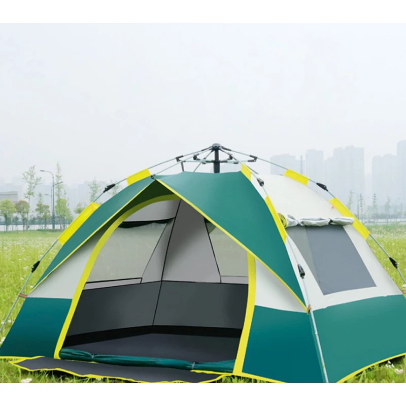 

5-7 Person Automatic Camping Tent Dual Layer Summer Mongolian Hexagonal Yurt Tourist Tent for Outdoor Travel