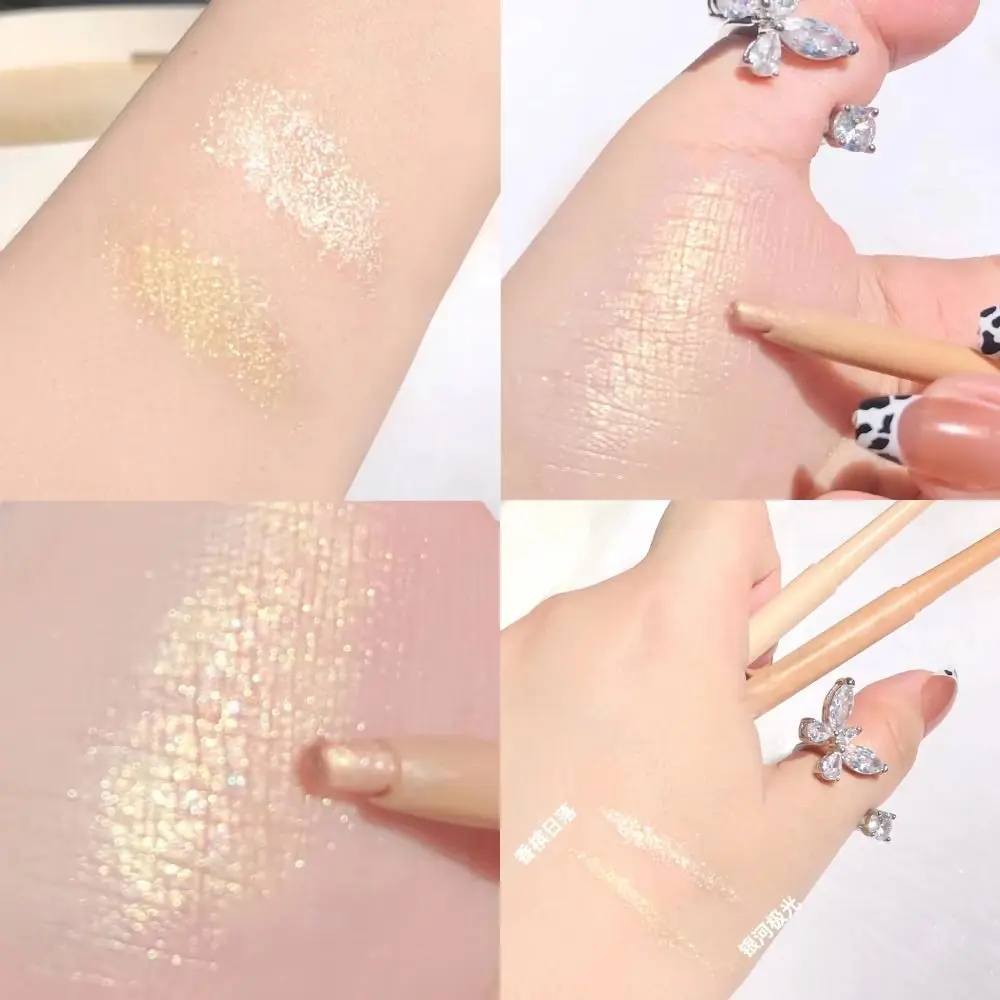 Perlglanz-Glitzer-Lidschattenstift, wasserdicht, erhellt Eyeliner-Stift, glänzende Augenlider, doppelseitig, liegender Seidenraupenstift, Augen-Make-up