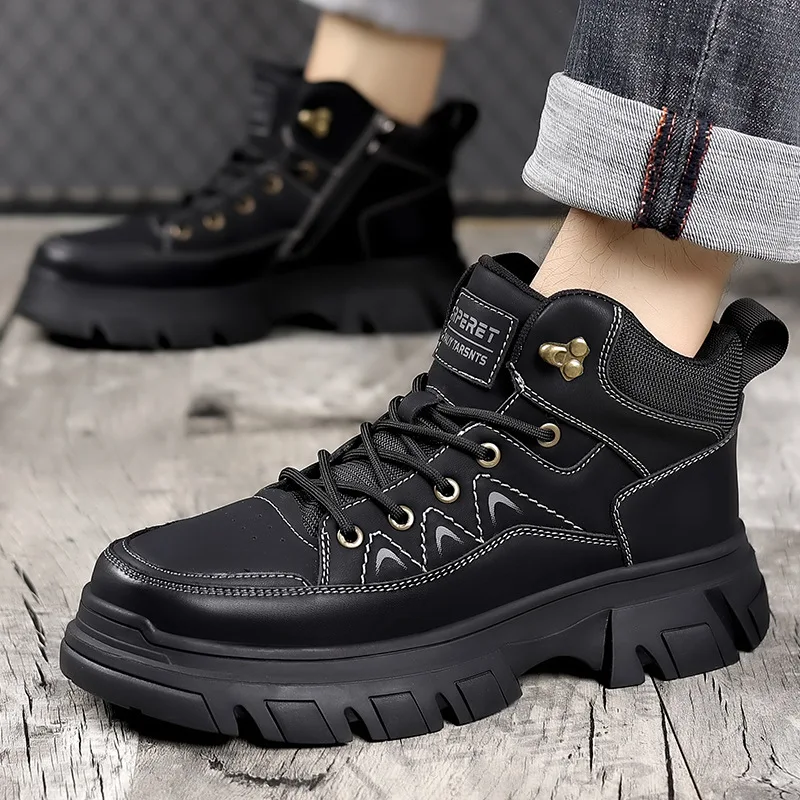 

Men's Outdoor Casual Boots 2025 Casual Thick-soled Men's Shoes Non-slip Yellow Outdoor Motorcycle Workwear Casual Shoes 38-44