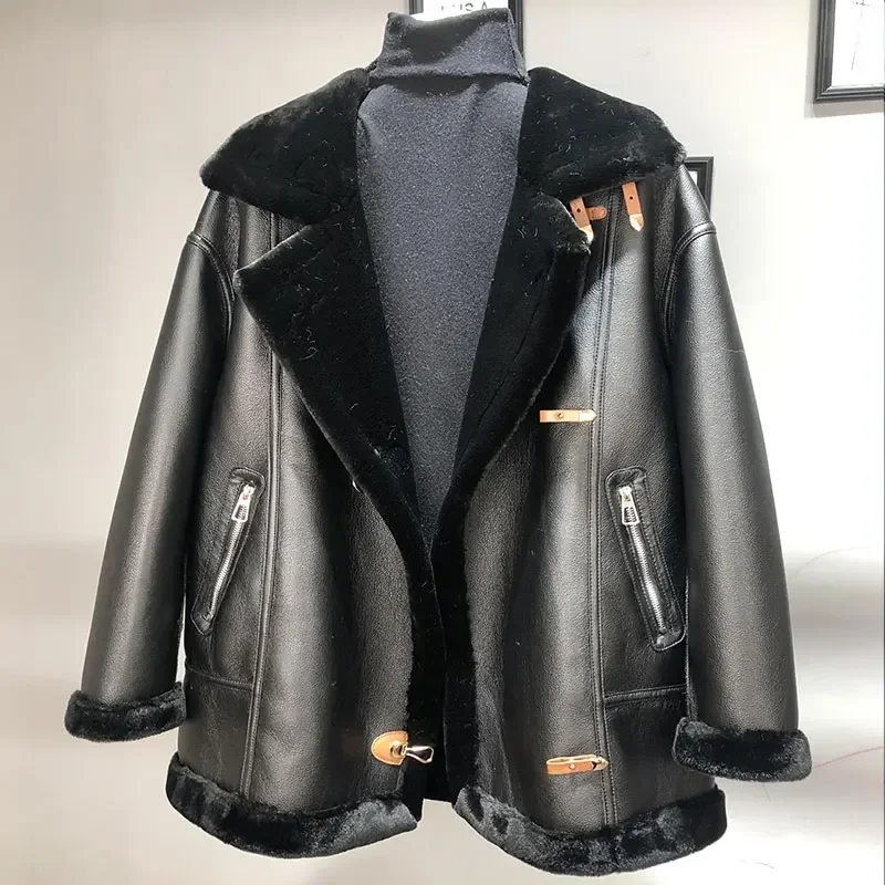 Warm Winter Jacket Women Clothing Faux Fur Coats and Jackets Fashion Loose Faux Leather Jacket Motorcycle Coat Abrigos Mujer Zm