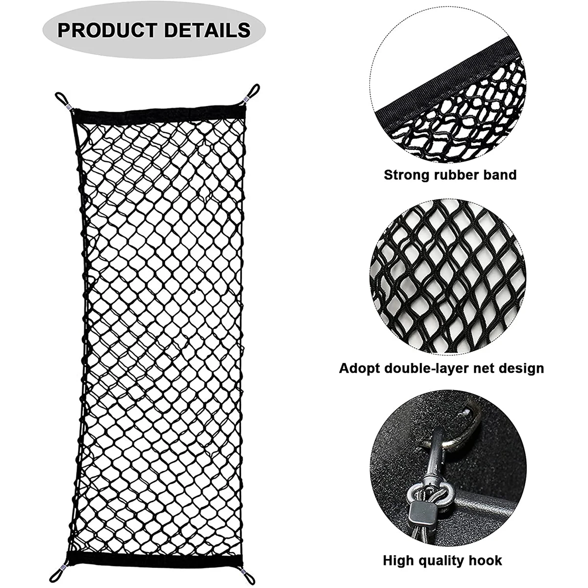 90/110cm Car Trunk Net Adjustable Elastic Rear Cargo Mesh Organizer with Hooks Universal Auto Accessories for Car SUV Truck Van