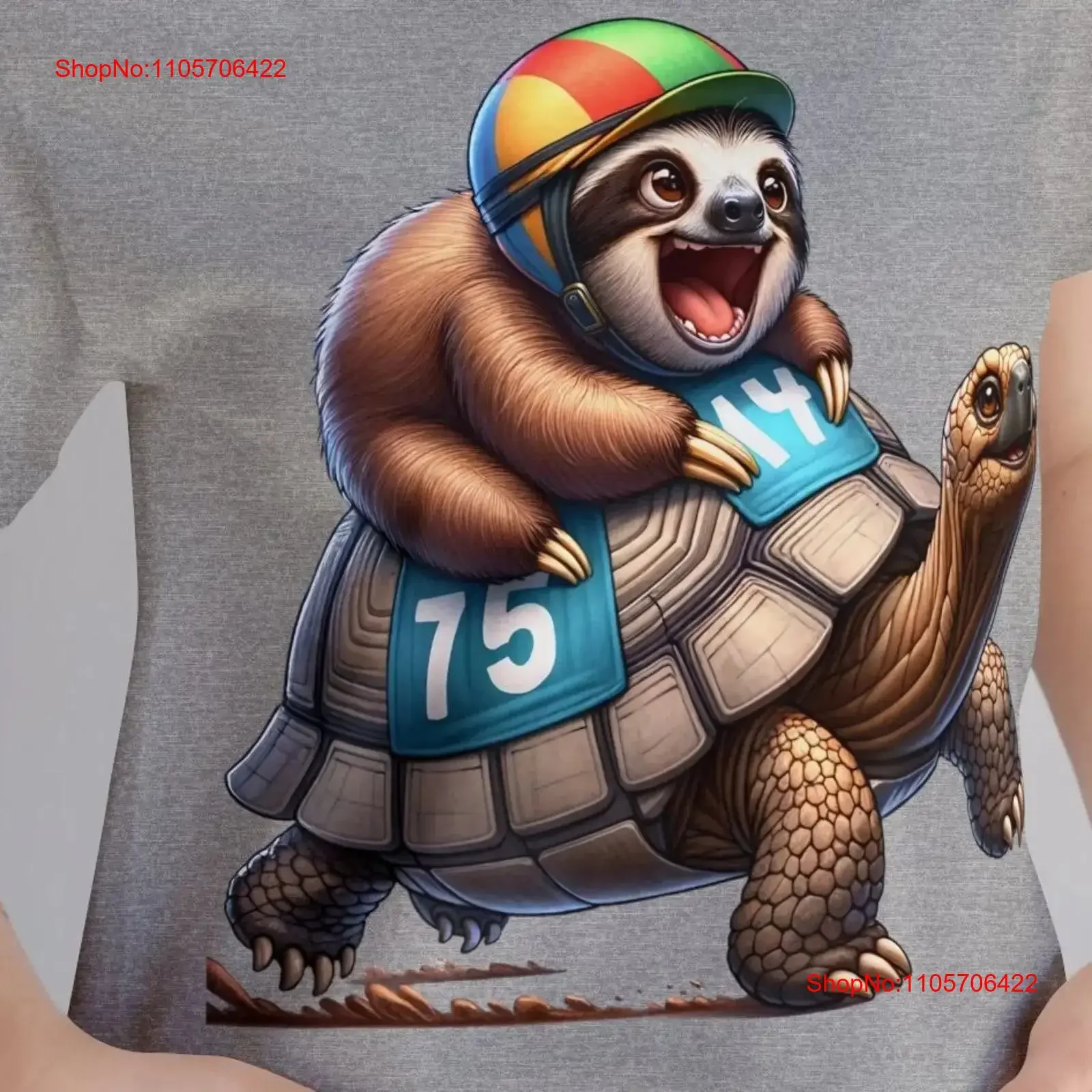 Funny Sloth Turtle T Shirt DTG Print Humorous Animal Riding Design Perfect for Men and Women Casual Quirky vintage Washed