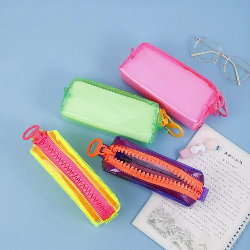 Large Capacity Zipper Transparent Pencil Case High Appearance Stationery Holder Large Capacity Pencil Bag Zipper Ins Style