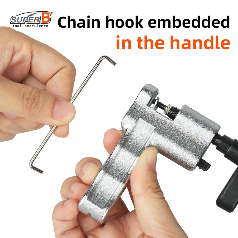 Super B Chain Hook and Rivet Extractor Work on 8, 9 & 10 Speed Chains with Spare Pin High Hardness and Durable Bike Repair Tool