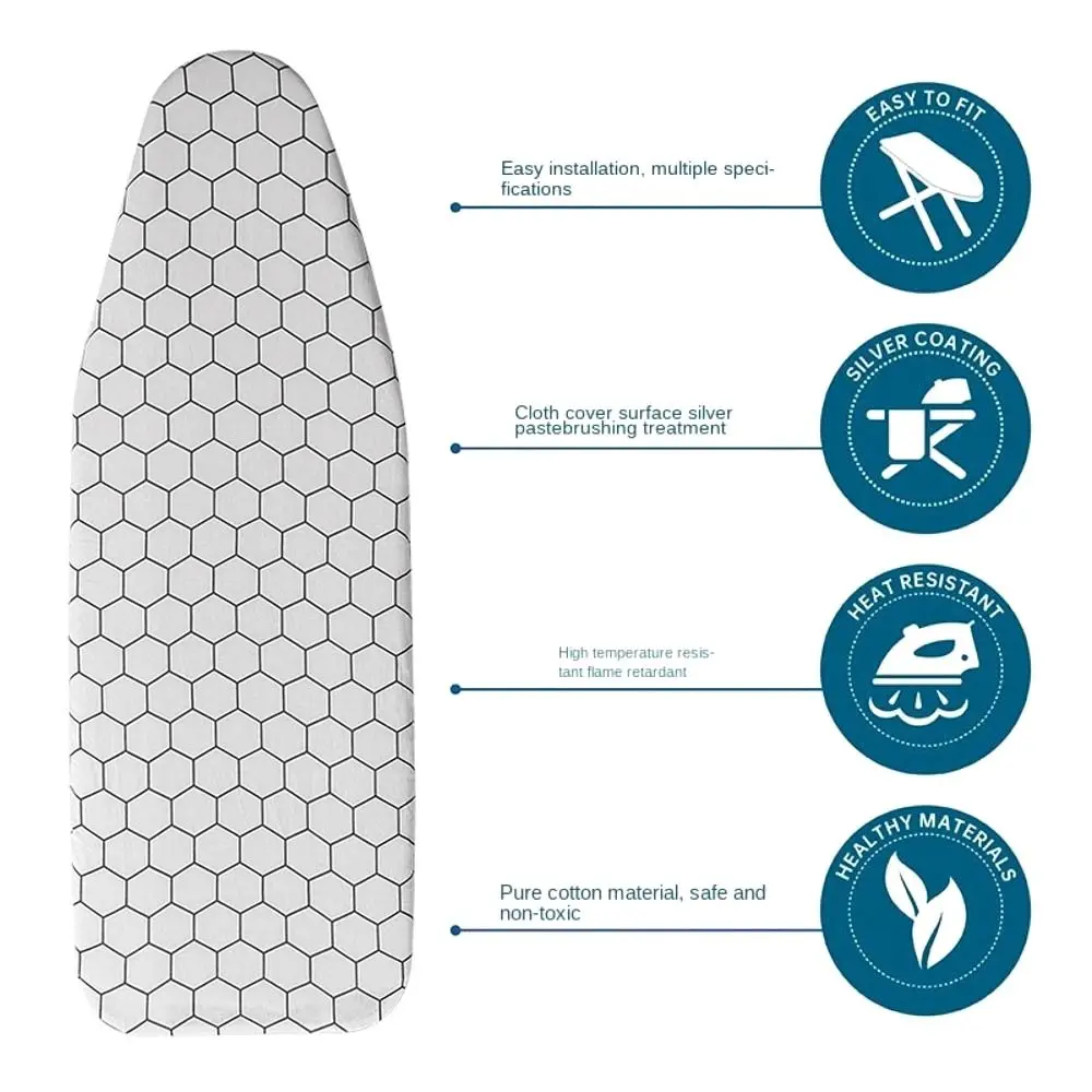 1Pcs Stain Resistant Ironing Board Cover Thick Cotton Padding With Elastic Edge Iron Heat Shield Universal Cloth Cover
