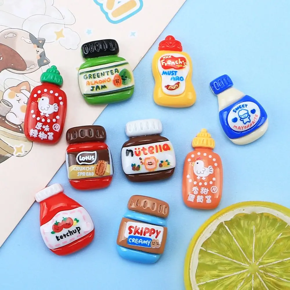 ขวดซอสขนาดเล็กน่ารัก5ชิ้น/เซ็ตเครื่องเพชรพลอยแบบทำด้วยเรซินเครื่องประดับผมกล่องใส่โทรศัพท์สำหรับงานฝีมือ