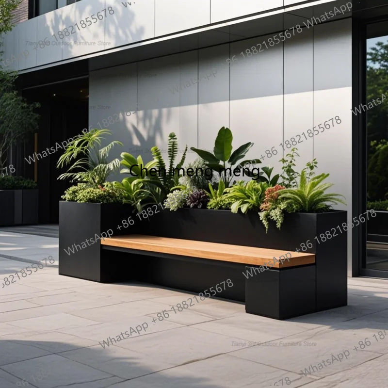 Nordic Minimalist Outdoor Flower Box Seat Combination Balcony Terrace Stool Courtyard Stainless Steel Outdoor Furniture