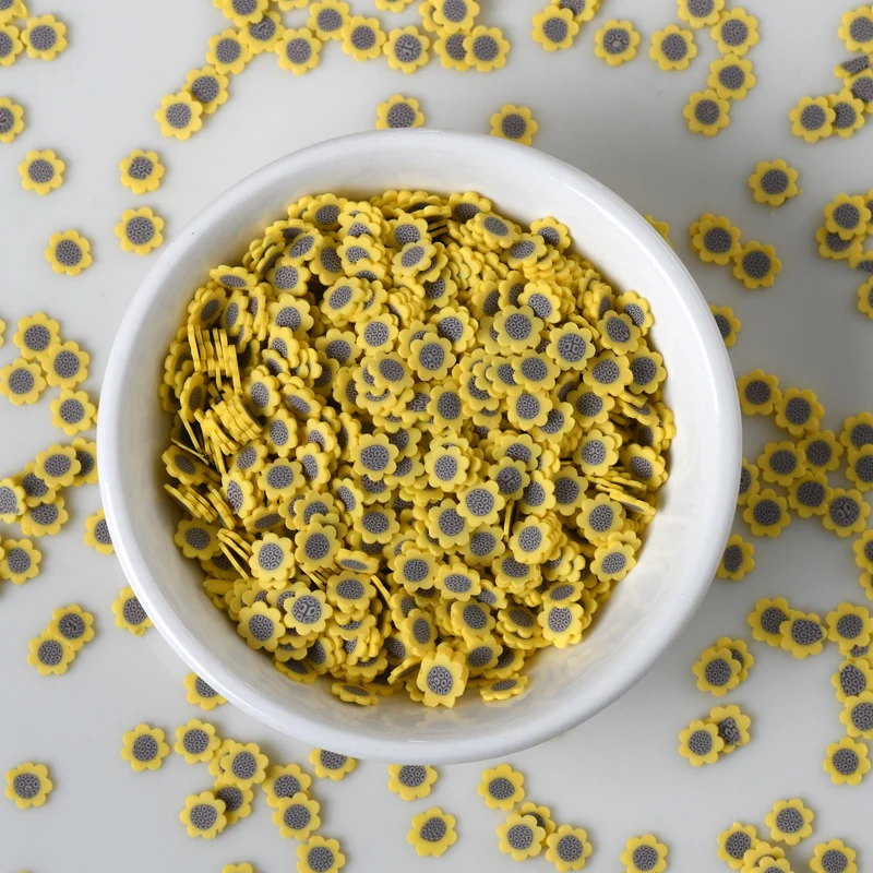 20g/Lots Yellow Sunflower Slices Polymer Hot Clay Sprinkles Scrapbooking Nail Art Decoration DIY Slime Filling Accessories 5mm