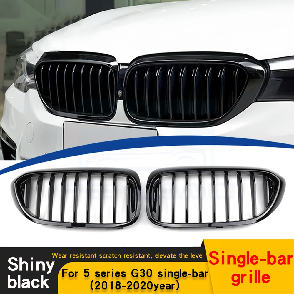 

Для BMW 5 серии 2018-2020 G30 G38 однолинейная глянцевая черная решетка, сменная модифицированная впускная решетка