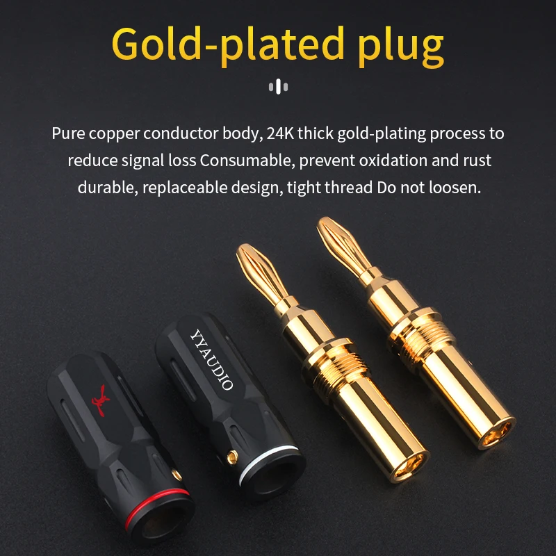 YYAUDIO 8pcs HIFI Banana Plug Connector 24K Gold Plated Banana Adapter Cable Connector Clips For Hifi Audio AMP CD Speaker