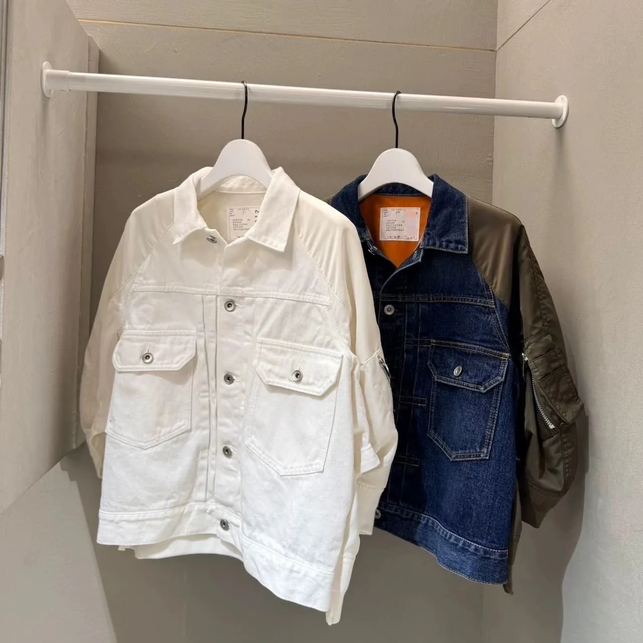 2026 Spring Summer Women Japanese Fashion Lapel Button Down Denim Coat Color Contrast Splicing Design Casual Short Outerwear Top