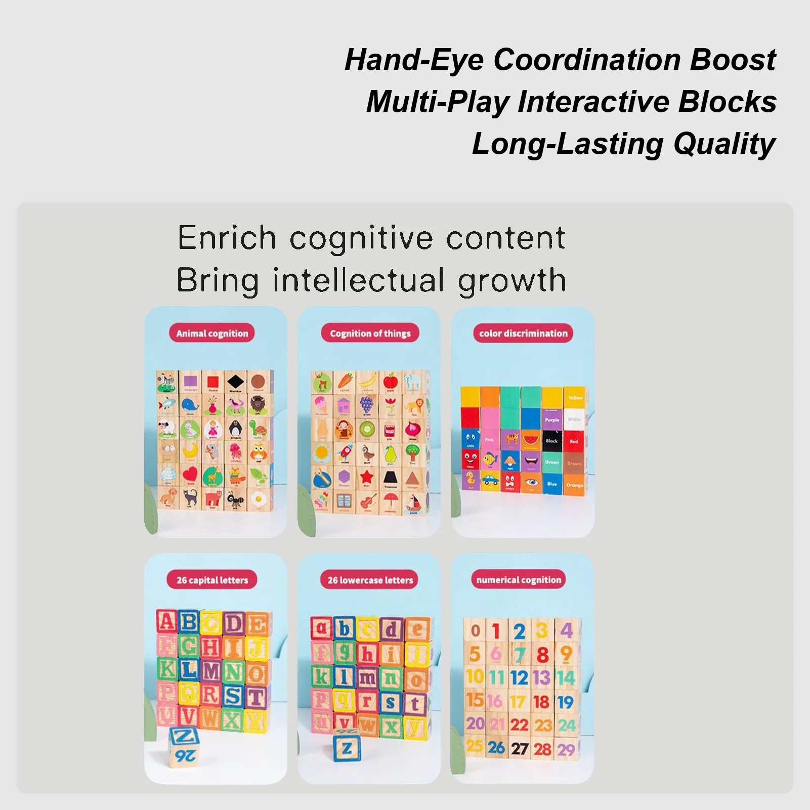 Alphabet Blocks Wooden Color Learning Puzzle Toys Kids Animal Matching Stacking Blocks For Toddler Girls Kids Kindergarten