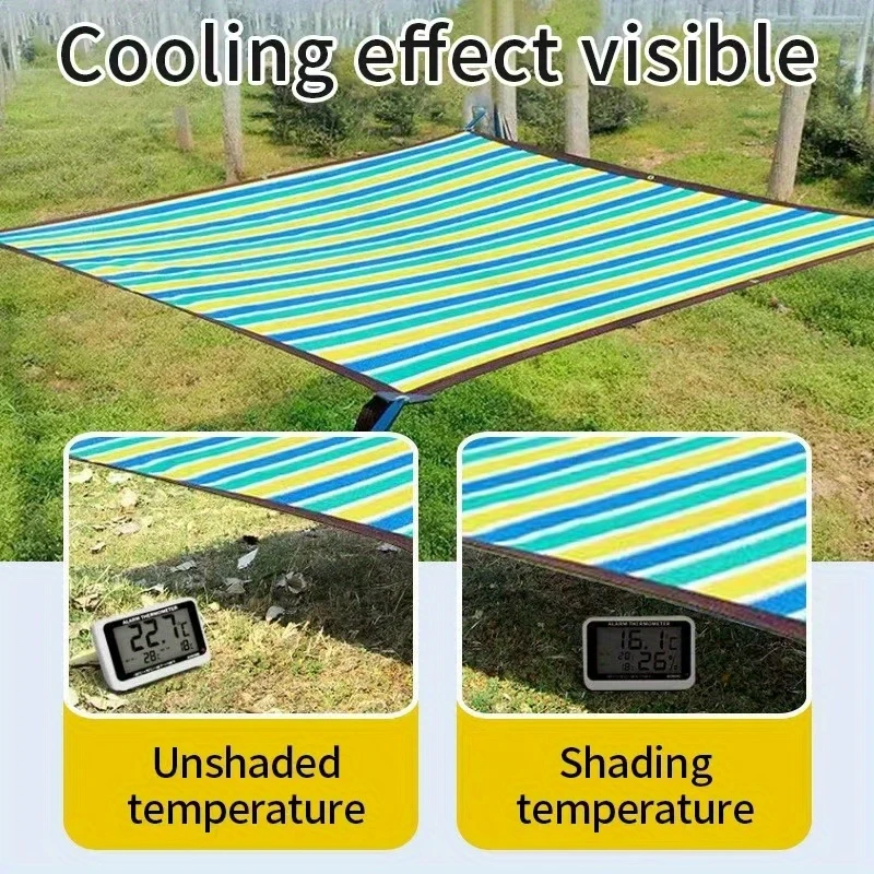 Striped Sun Shade Sail Breathable UV Block Canopy Patio Garden Balcony Outdoor Cooling All Weather Durability ﻿ Easy to Install