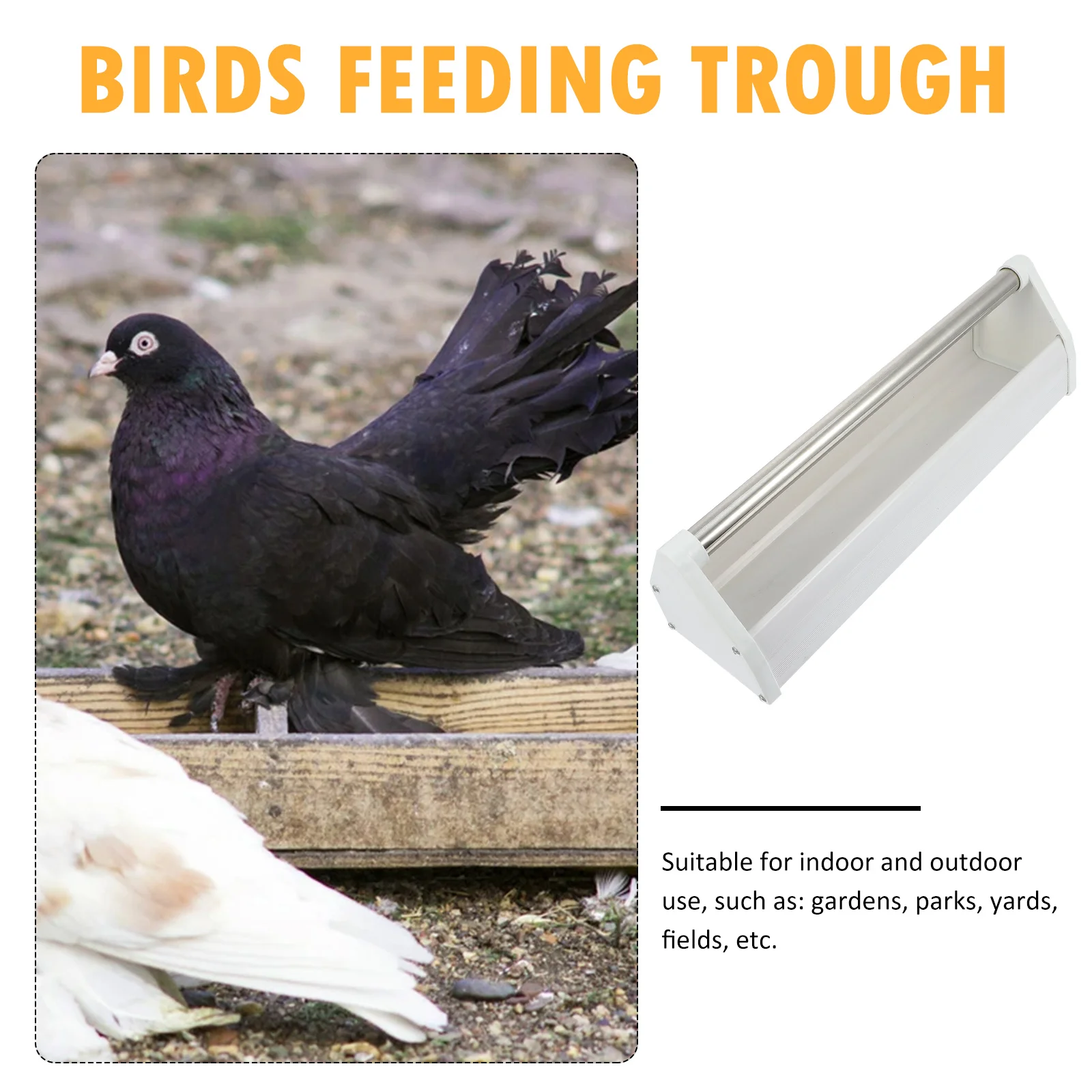 

Pigeon Feeding Trough White Practical Lightweight Easy Clean Birds Feeding Box Anti-Splash Wear Resistance Pigeon Food Container