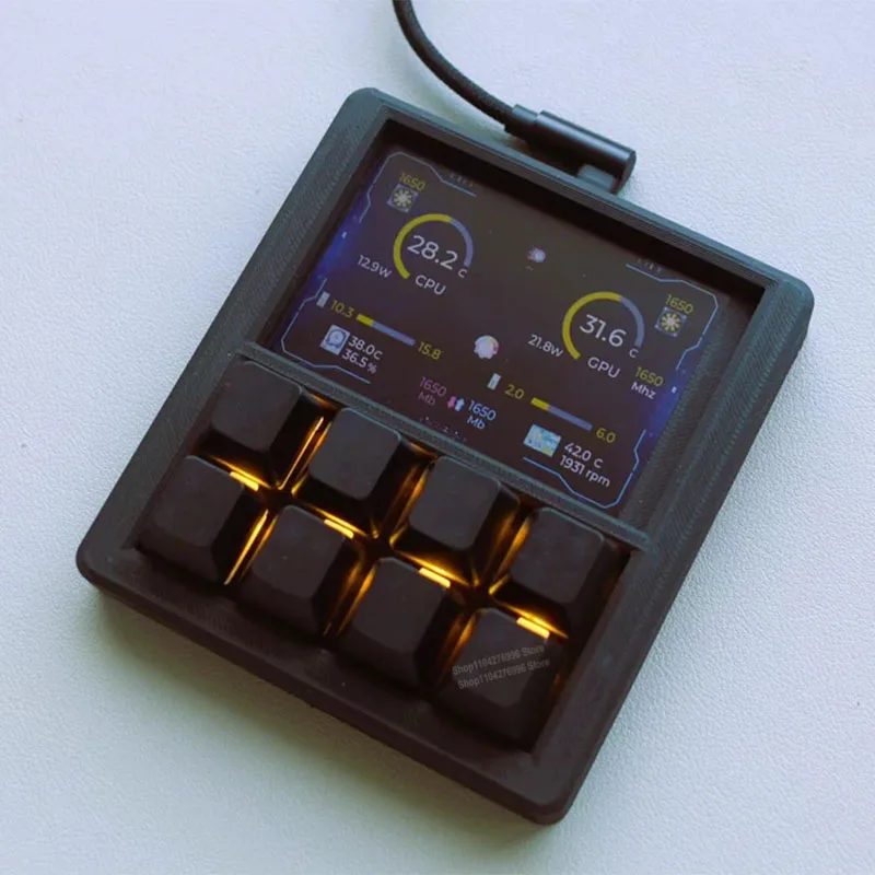 DIY Quick Keyboard Desktop Console Programmable 8 Keys Macro Pad with 3.5 Inch LCD