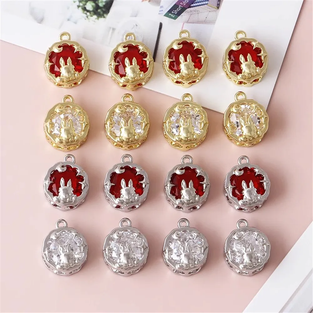 

Copper Plated 18k Color-preserving Zircon Rabbit Pendant, Handmade Diy Bracelet, Small Pendant Accessory