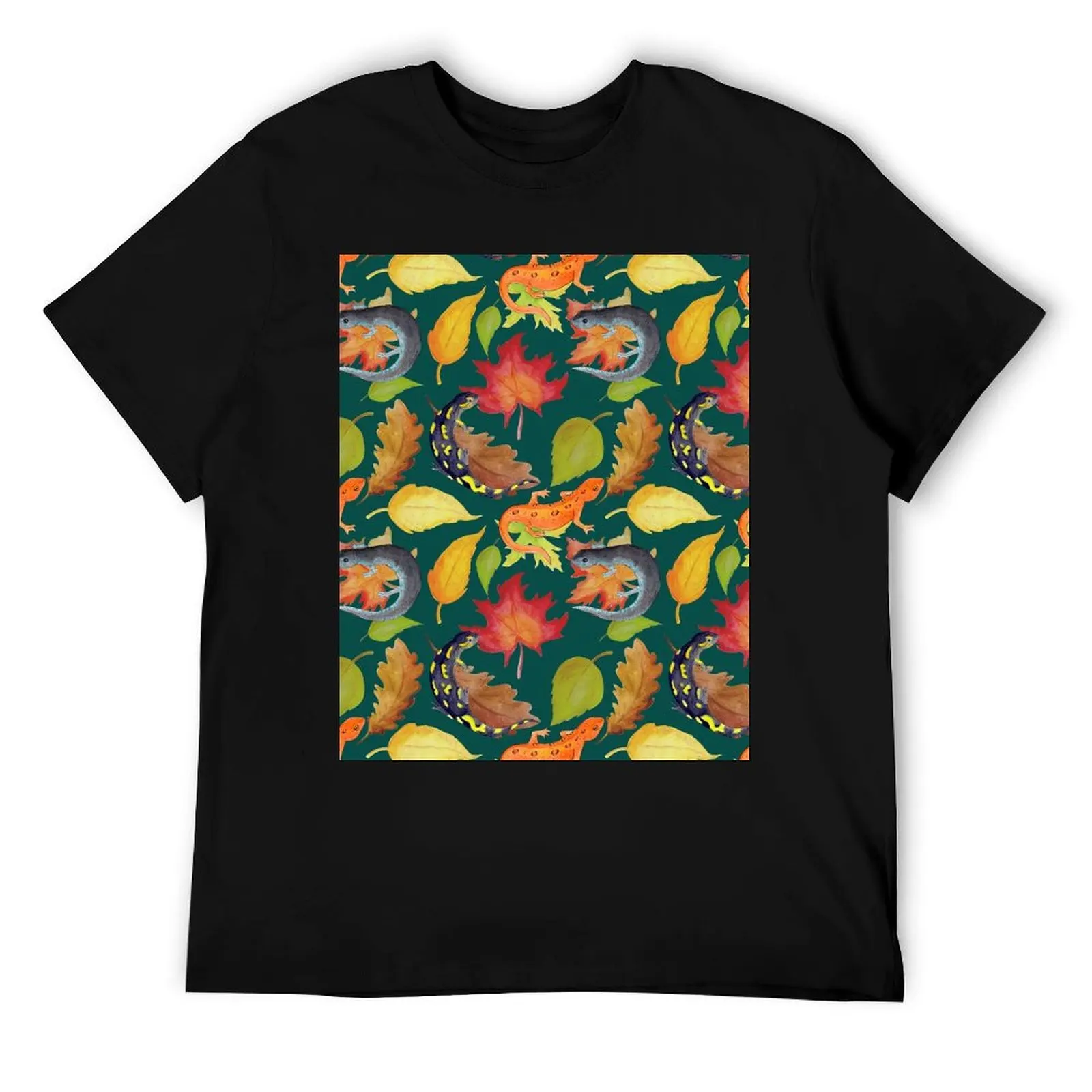 

Саламандра с акварельным узором - темно-зеленая футболка, мужские футболки с рисунком, мужские футболки для мужчин, футболка