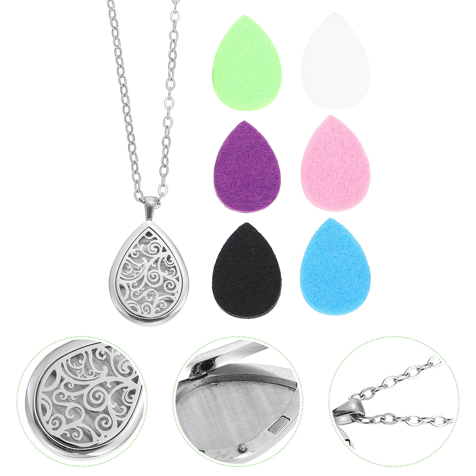 

1Set Essential Oil Necklace Delicate Aromatherapy Pendant Portable Diffuser Necklace Lightweight Heart Shaped Aroma Pendant