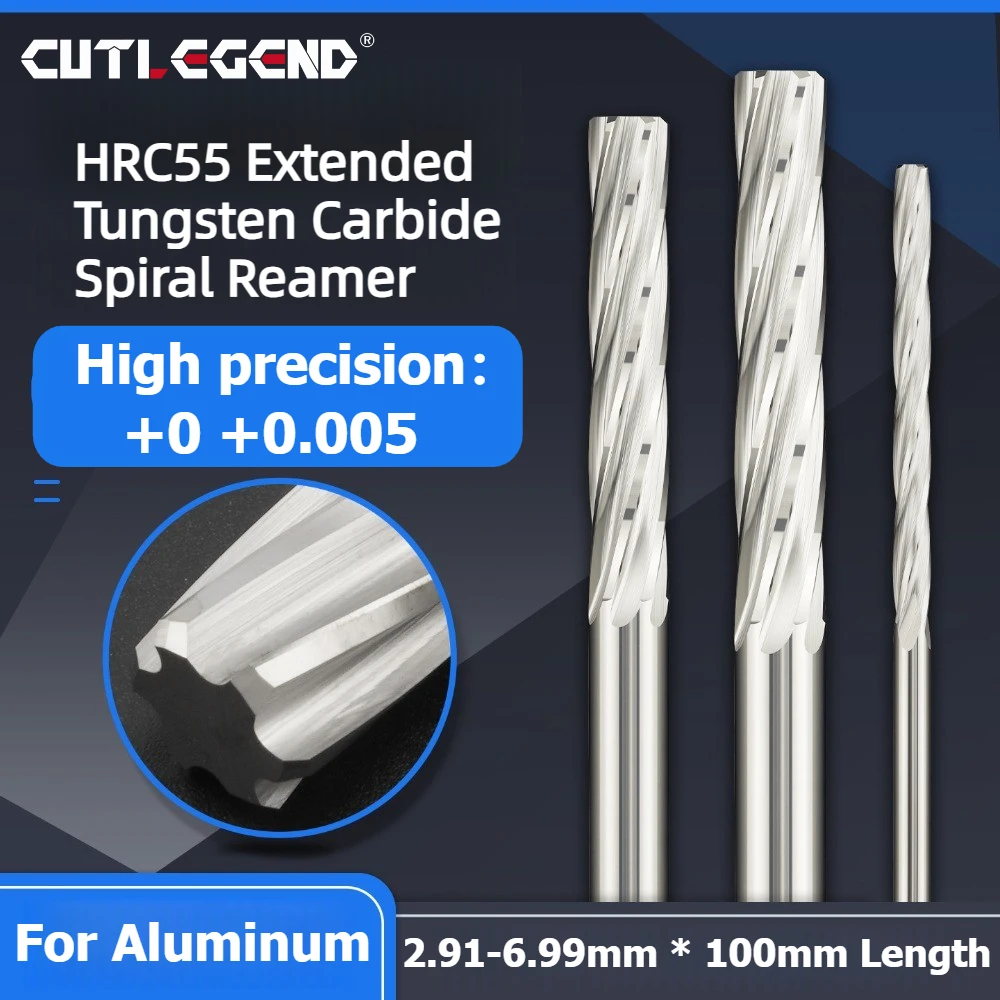 CUTLEGEND tungsten carbide Reamer dia 2.91-6.99mm Total length 100mm Tolerance+0+0.005 High Precision Hole Enlarging Tool