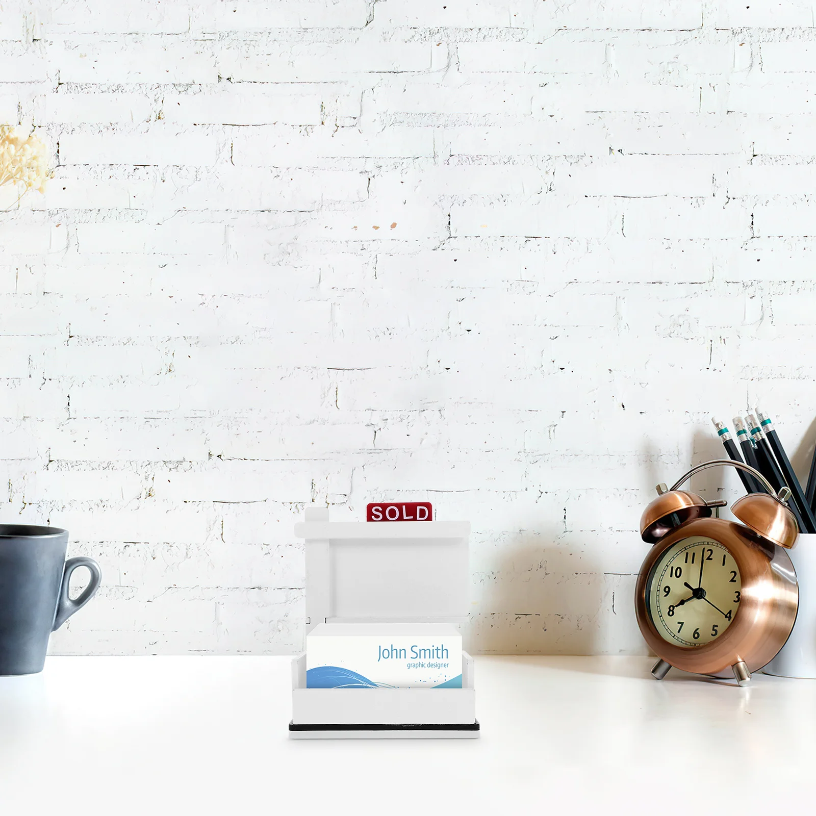 

Modern Sleek Business Card Holder Display Compact Office Organizer Glossy Storage Case Business Card Holder Display