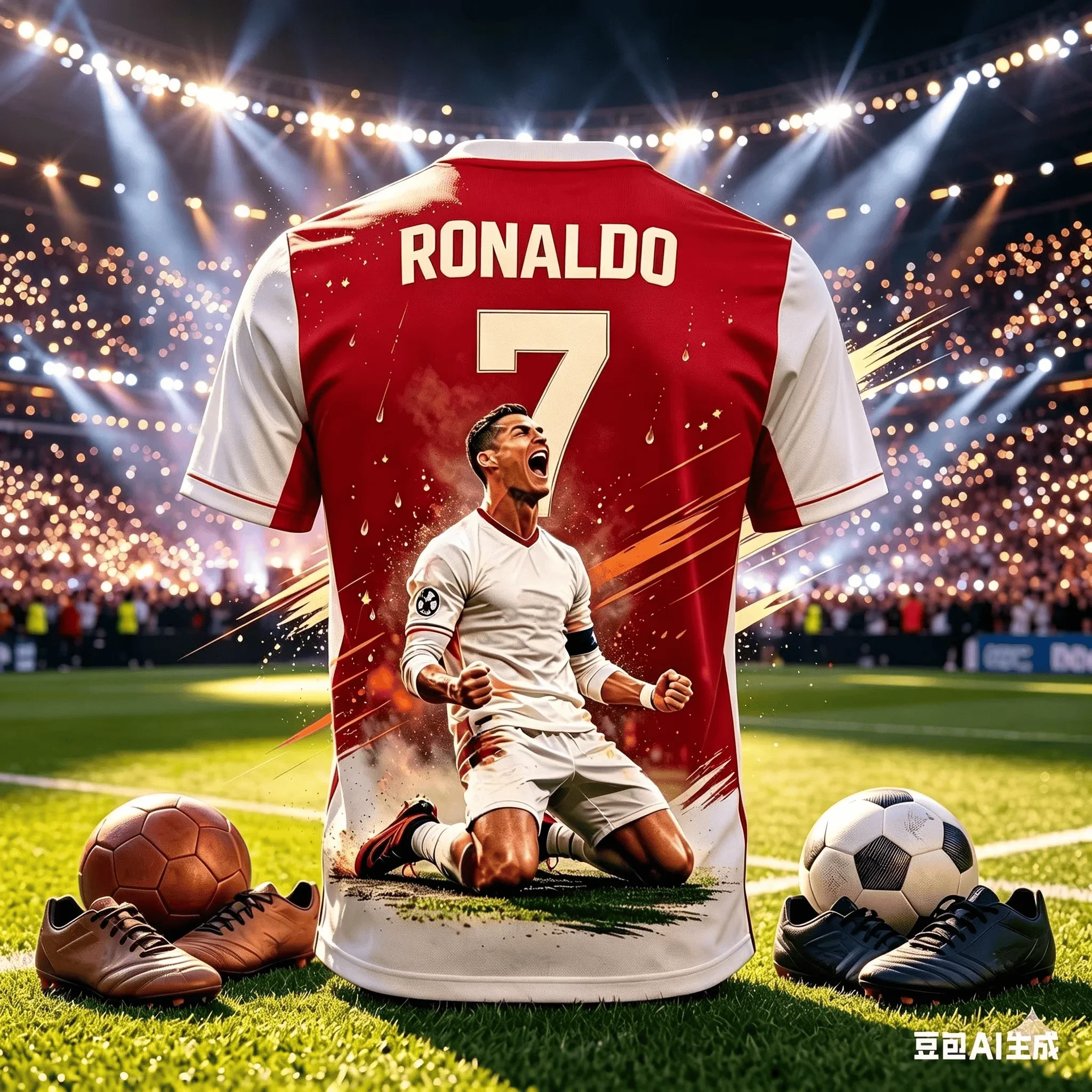 Cristiano Ronaldo Nr. 7 Fußball-Zweiteiler-Set, 3D-gedrucktes Trikot & Shorts, mehrfarbige Fan-Sportbekleidung für Erwachsene & Kinder – Detail 12