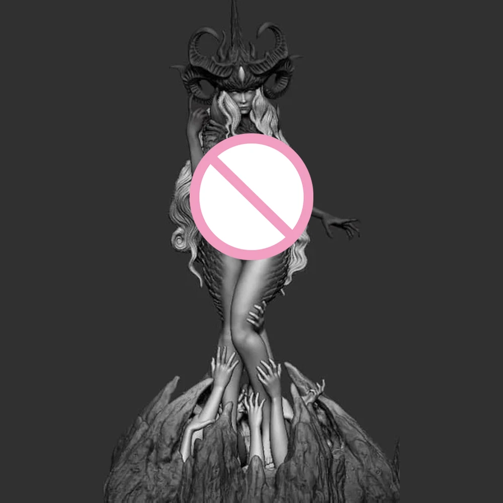

1/24 Demon Queen Grey Resin Figurine Toy Unpainted GK Doll Unassembled 3D Print Assembly Miniature Reduction Statue Toy