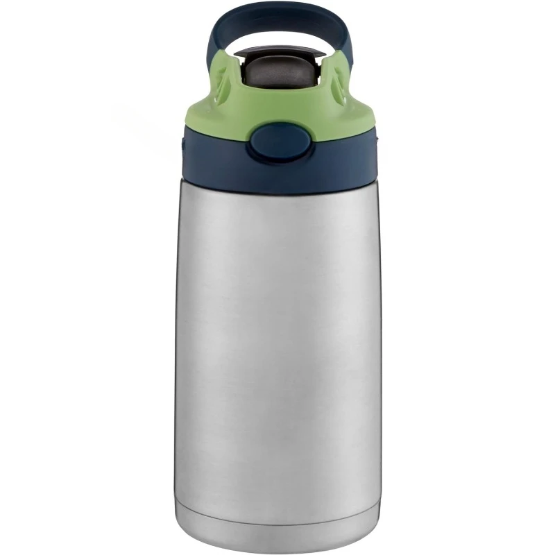 Steel Water Bottle with Spill-Proof Lid, Cleanable 13oz Keeps Drinks Cold up to 14 Hours, Blueberry/Green Apple