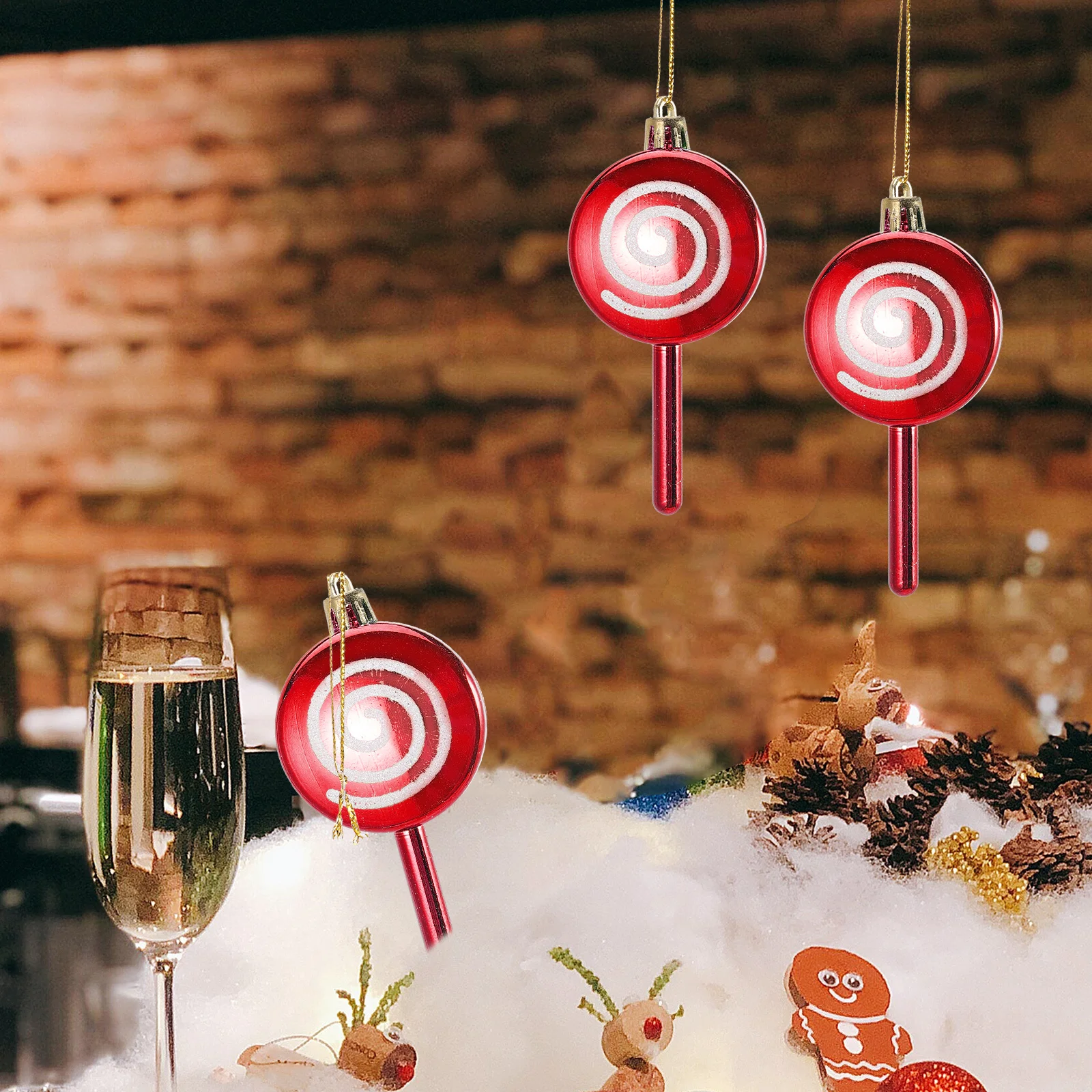 

6Pcs Candy Pendants Plastic Christmas Tree Decoration Party Hanging Ornaments Xmas Candies Colorful Candy Xmas Tree Charms