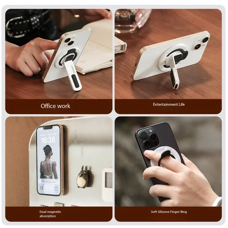360 °   Rotierender doppelseitiger magnetischer Handy-Ringhalter für Magsafe Phone Grip Stand Universal verstellbare Desktop-Halterung