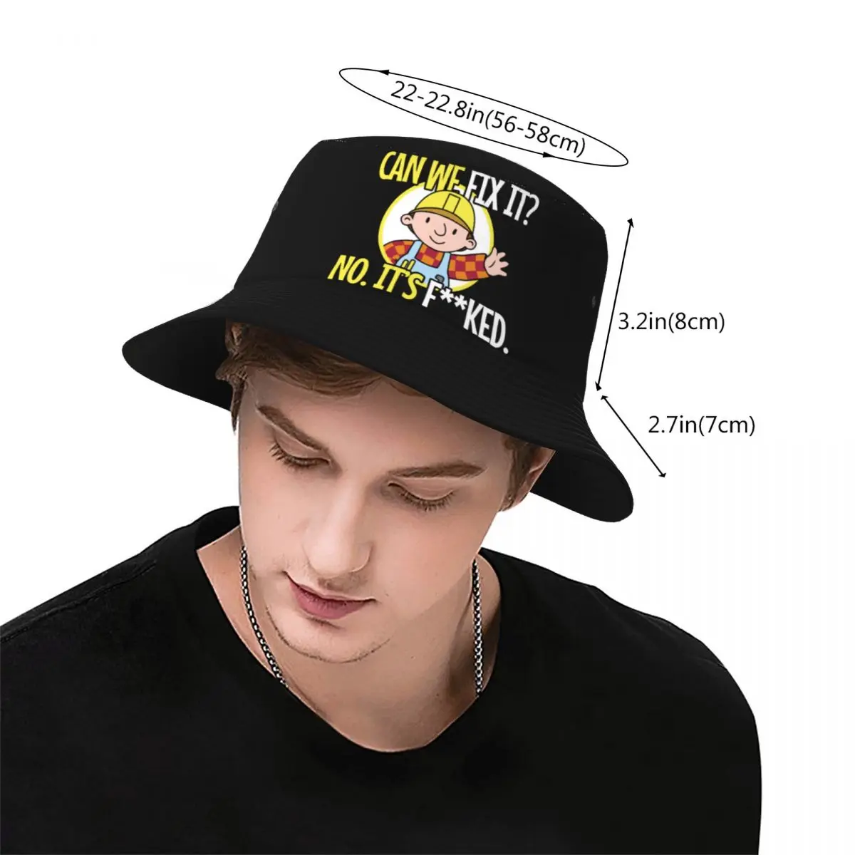 Bucket Hats Bob The Builder Can We Fix It Headwear Foldable Outdoor Fishing Cap Funny Repair Man Session Hats Dropshipping