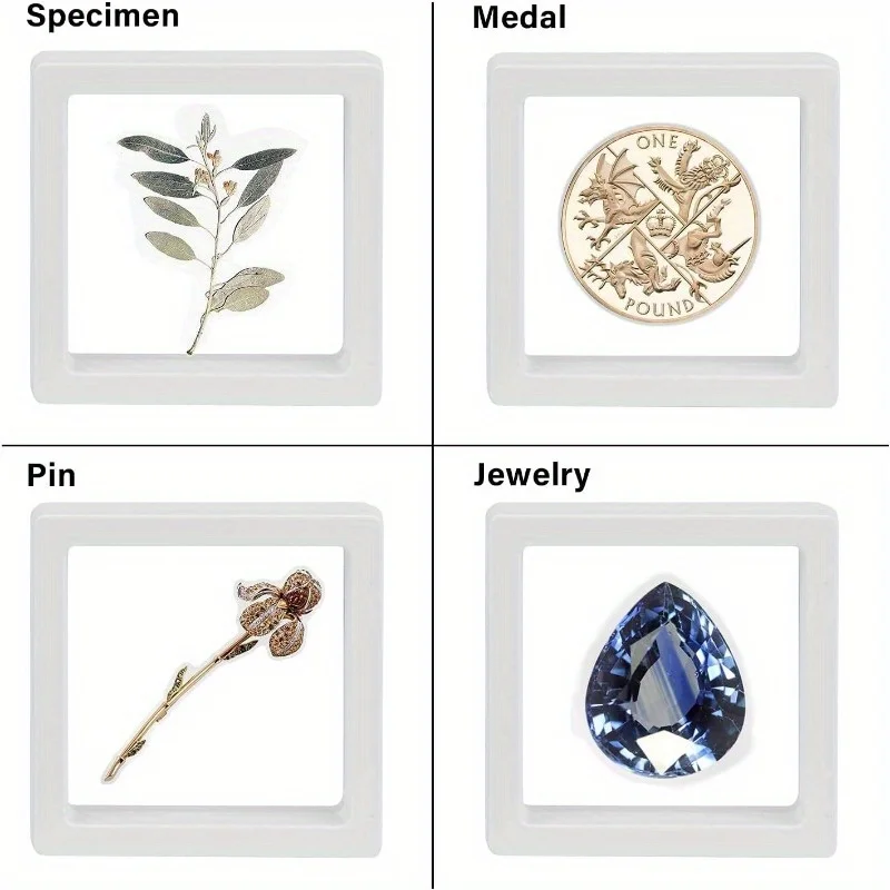30pcs 3D Floating Display Cases Transparent Film Jewelry Coins Bracelet Storage Box Medallions Display Case Collectible Boxes