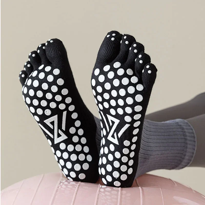 Pilates Five Toe Socks  Women Cotton Silicone Non-slip Crew Yoga Socks