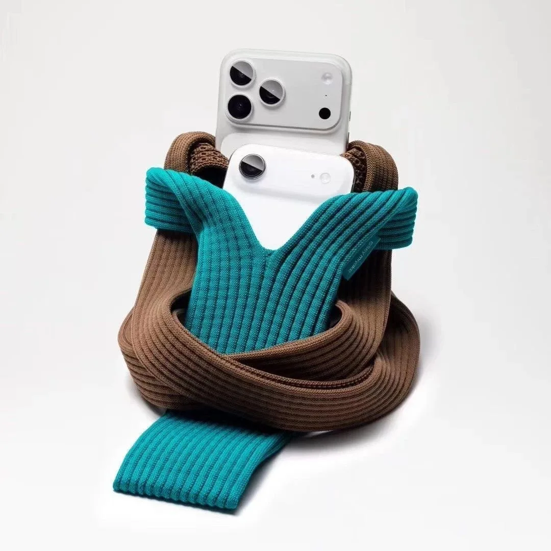 Mobile Phone Pocket Knitted Phone Bag Adjustable Crossbody Shoulder Bag 80cm universal Storage Bag - Fashion Item